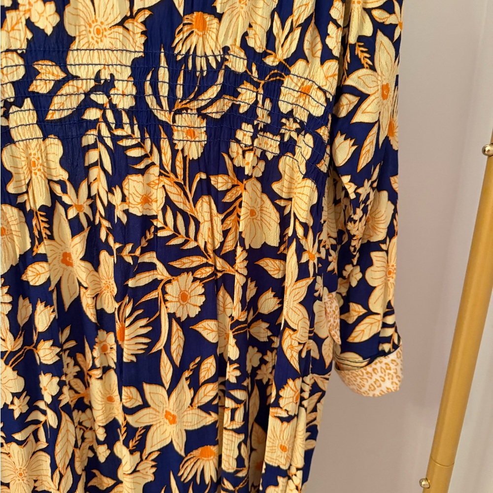 NWT Free People Blue and Cream Floral Kimono Duster Size S - Picture 14 of 15